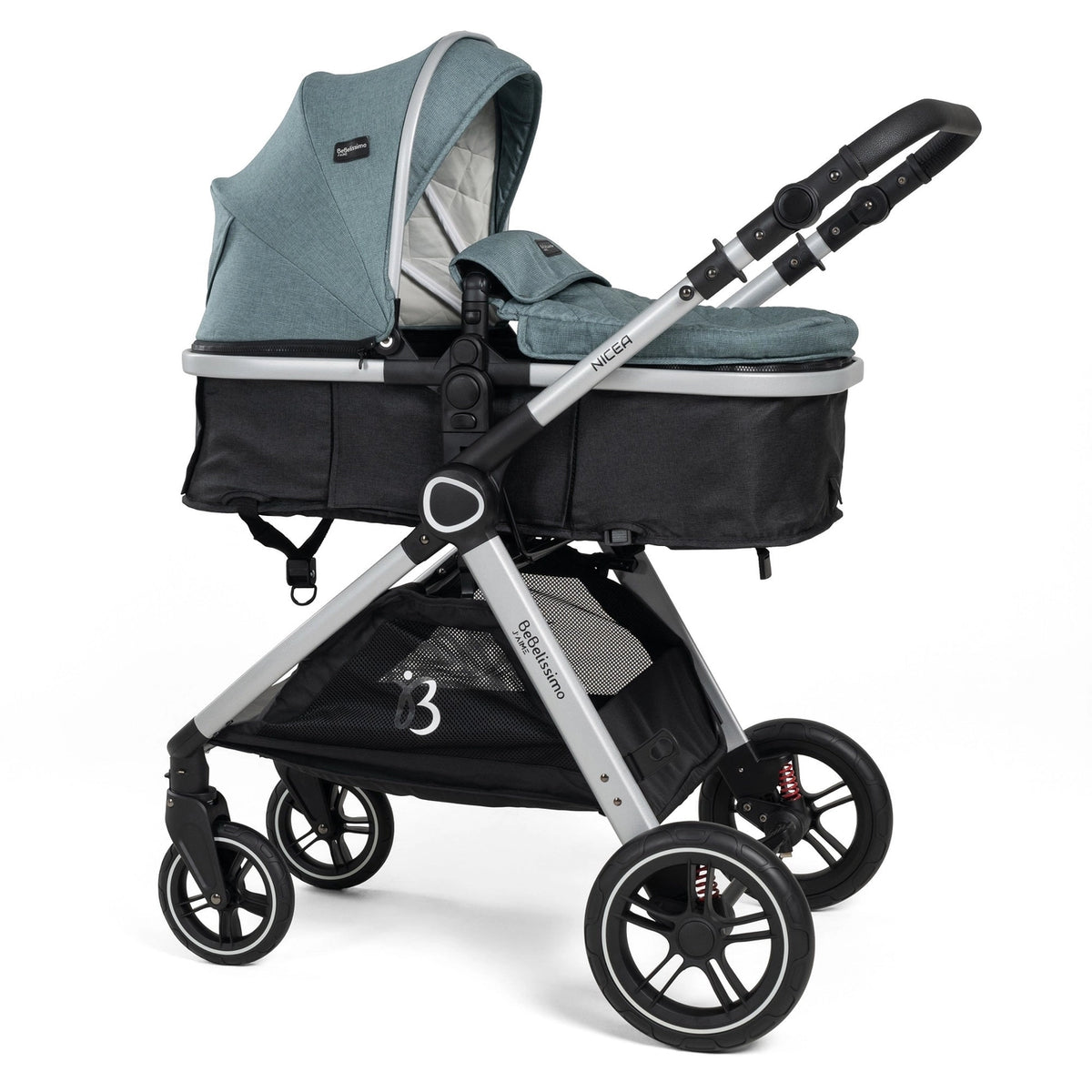 Bebelissimo Nicea 2-in-1 kinderwagen in groen, zijaanzicht