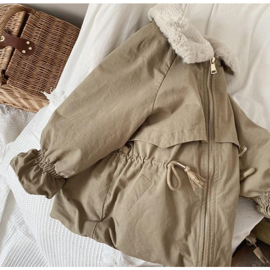 FOREST Warme Kinderjas met Vegan Imitatiebont – Beige