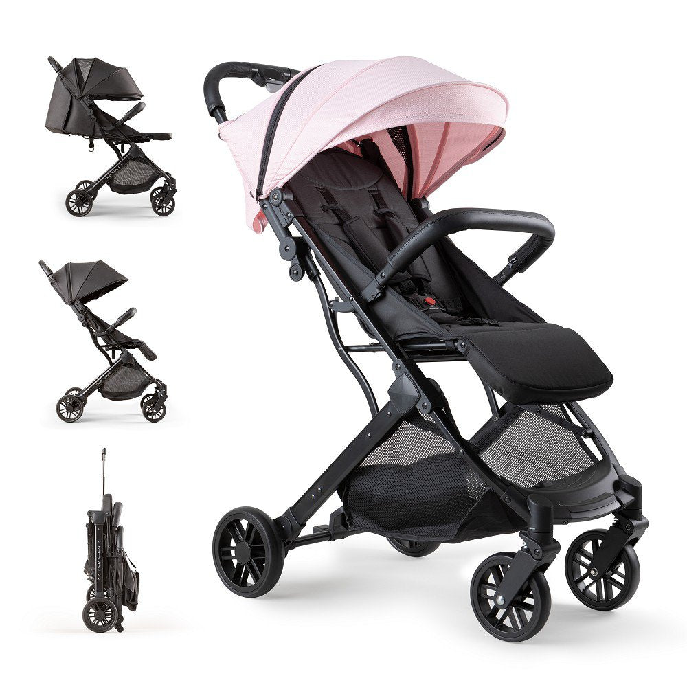 Interbaby Minimum Space Plus wandelwagen in roze, zijaanzicht