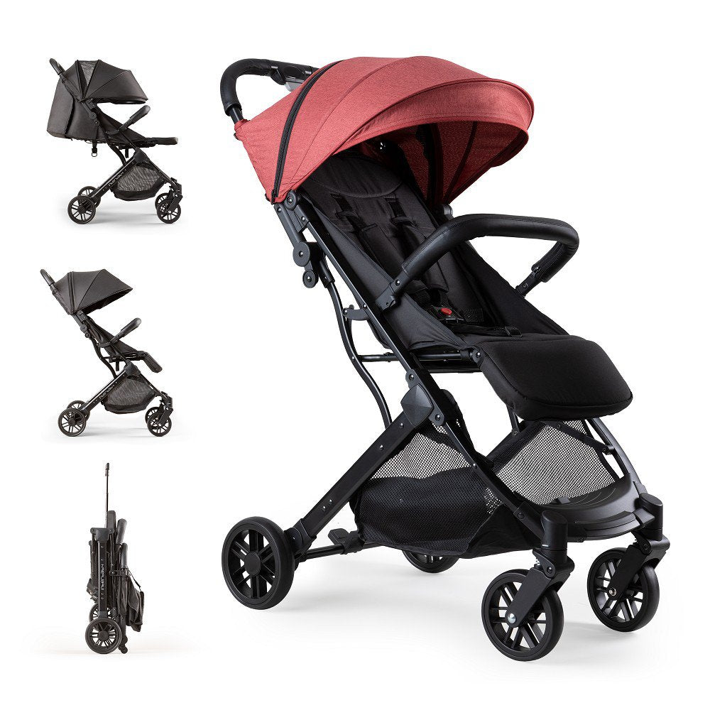 Interbaby Minimum Space Plus wandelwagen in rood, zijaanzicht