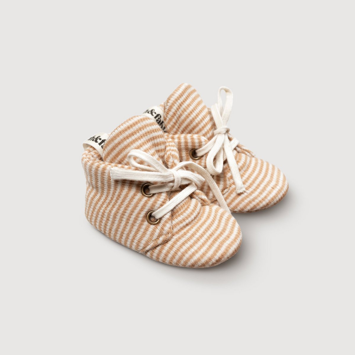 Babyslofjes van wollen ribstof - Fawn-streep