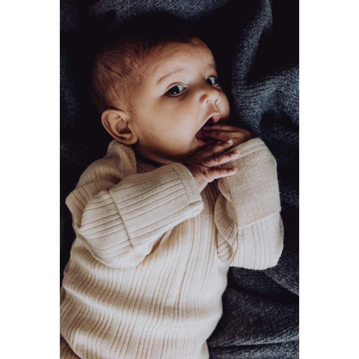 Bodysuit Lange Mouwen Wollen Ribstof Haver