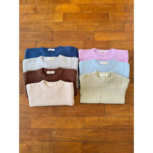 Lea Unisex Gebreide Kindertrui met Ronde Hals