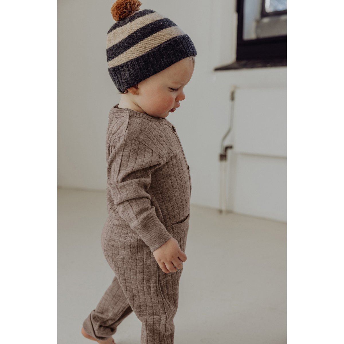 Playsuit Wollen Ribstof Zand