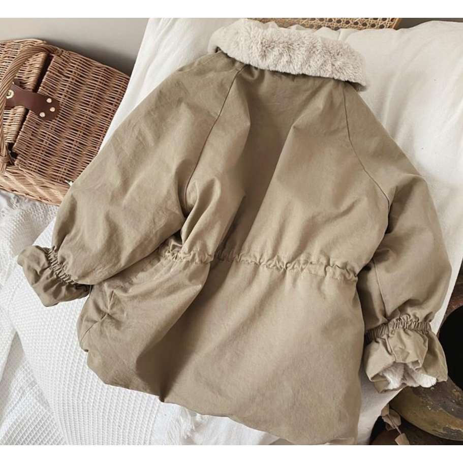 FOREST Warme Kinderjas met Vegan Imitatiebont – Beige