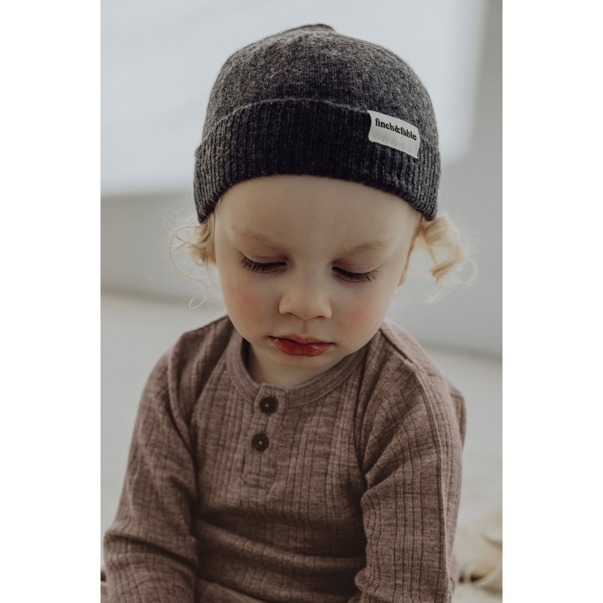 Wollen Rib Henley Top - Zand
