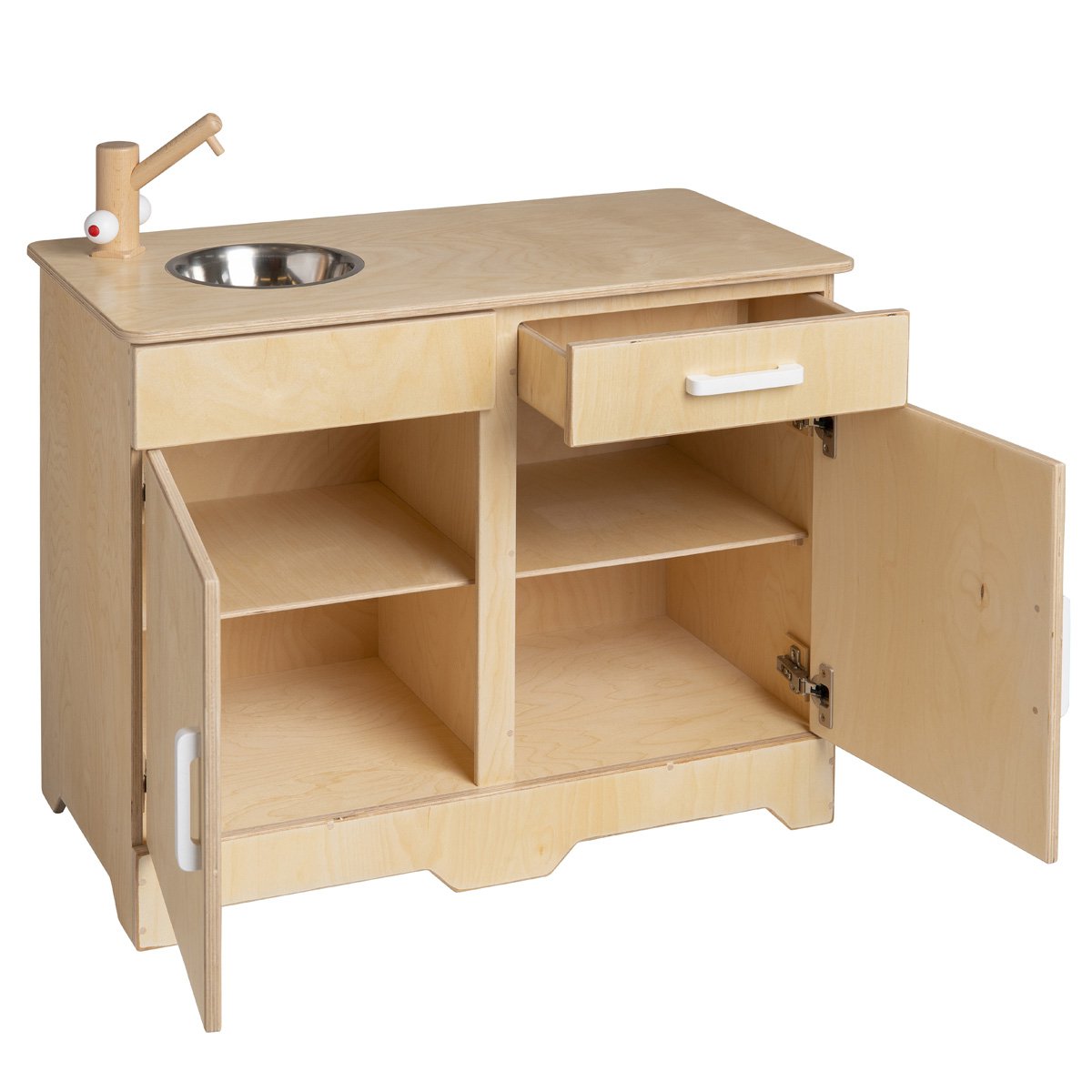 Van Dijk Toys houten speelkeuken naturel-wit | 77 cm