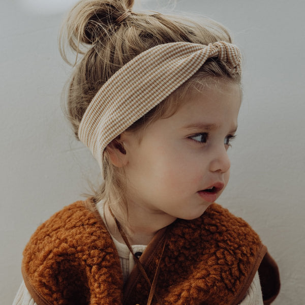Geknoopte Hoofdband Wollen Rib Fawn Streep