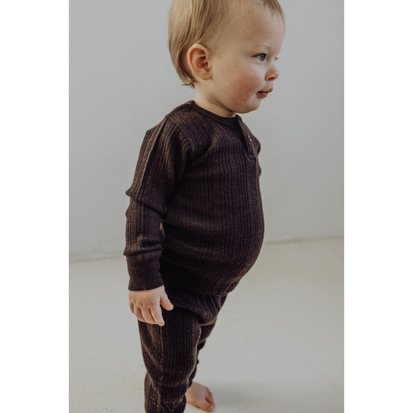 Henley Top Wollen Ribstof Storm