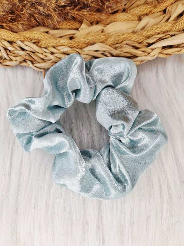 Luxe satijnen scrunchie Sea blue