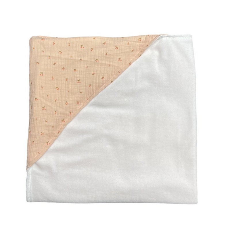 Nicky omslagdoek wit met zalmbesjes print