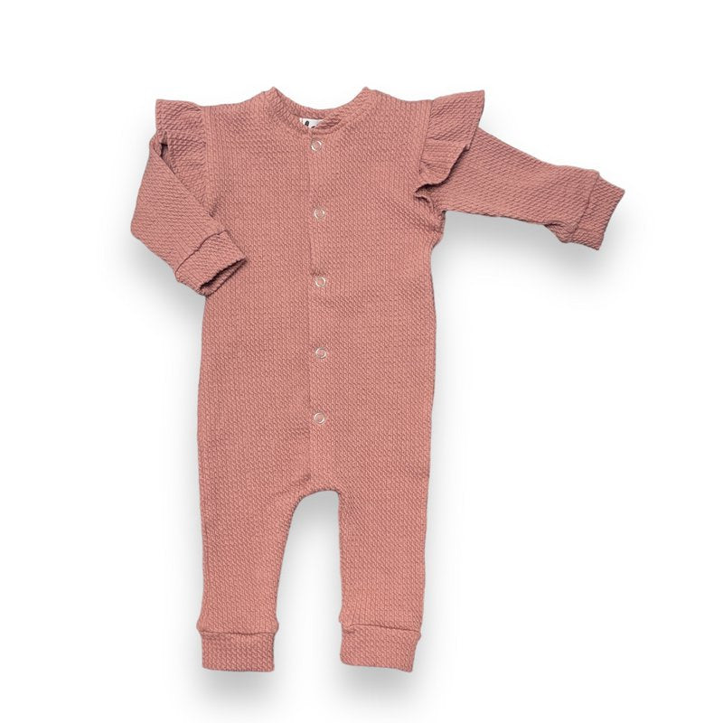 2-delige set Ruffle Cable Clay Pink van GOTS-katoen