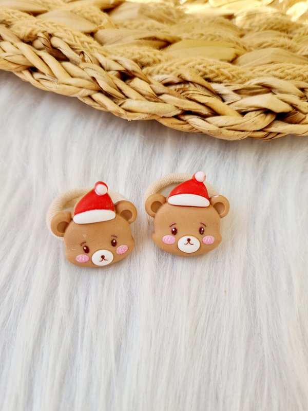 Mini haarelastiekjes kerstbeer | 2 stuks