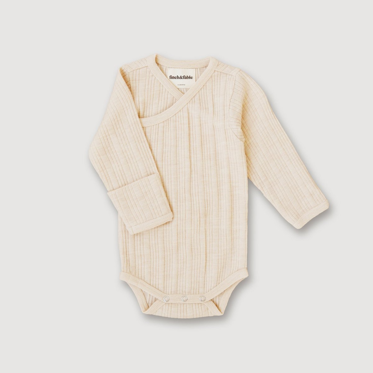Bodysuit Lange Mouwen Wollen Ribstof Haver