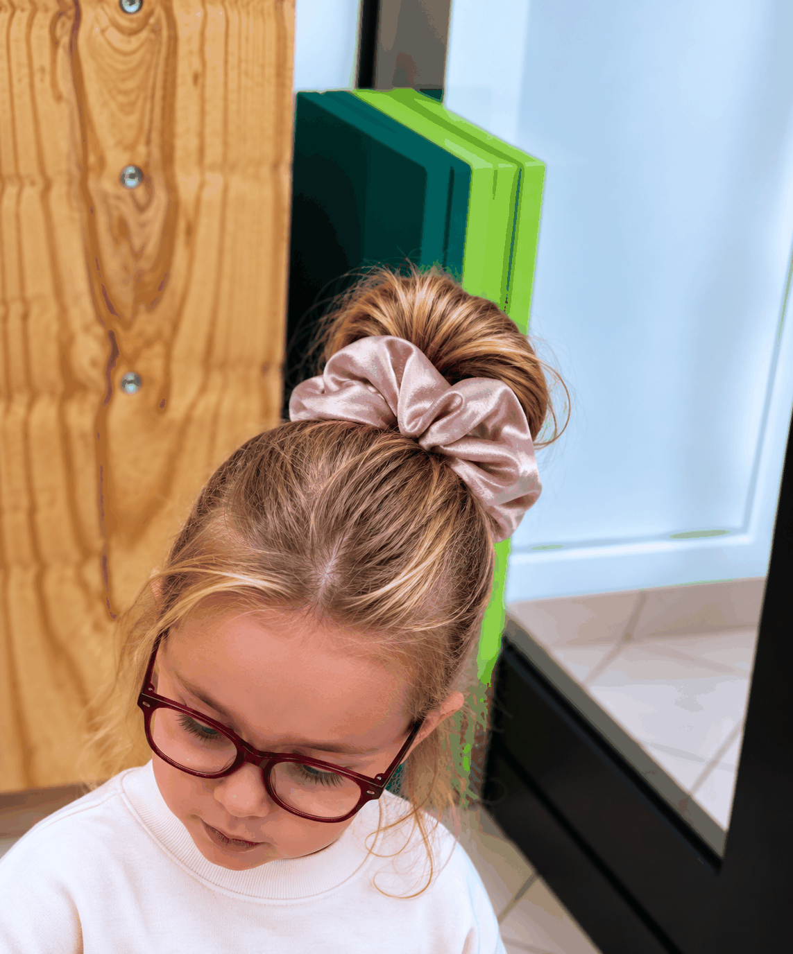 satijnen scrunchie oudroze