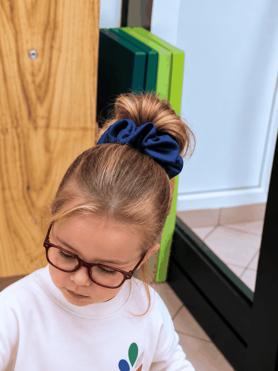 Luxe satijnen scrunchie donkerblauw