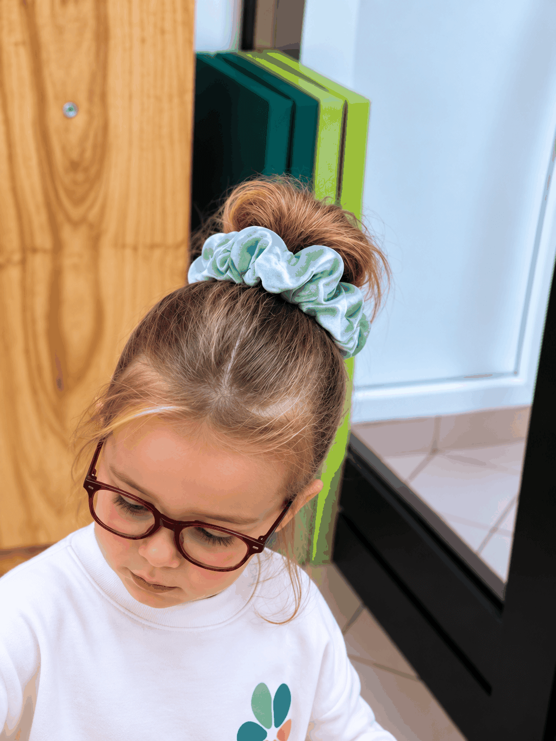 Luxe satijnen scrunchie Sea blue