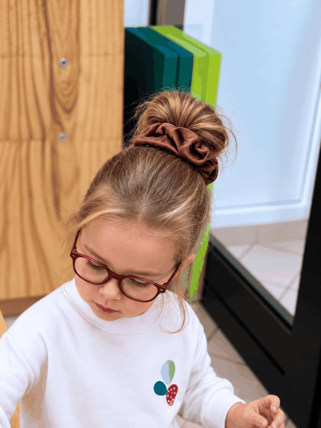 Luxe satijnen scrunchie brons
