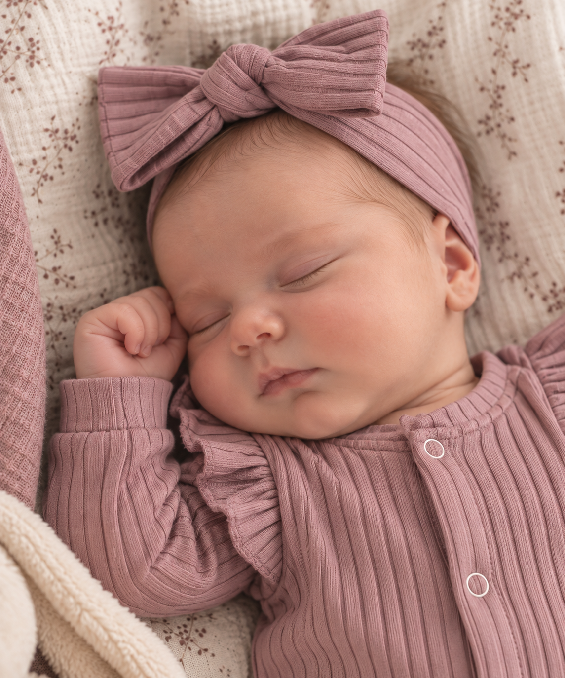 Boxpakje Ruffle Wide Rib Jersey Natural Mauve