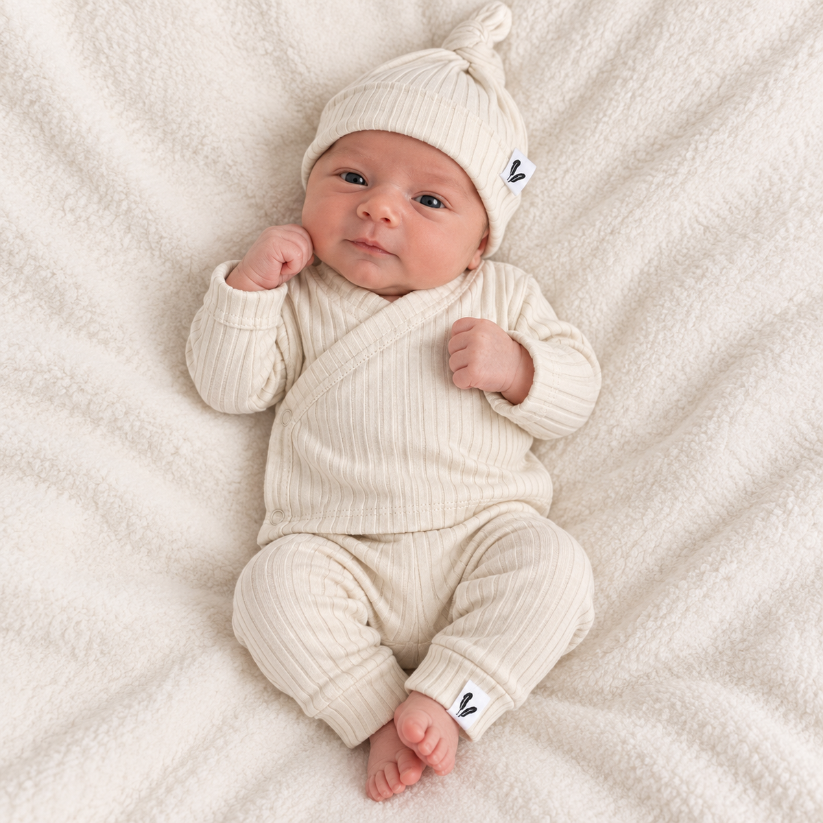 Overslagshirtje baby - wide rib jersey - natural beige