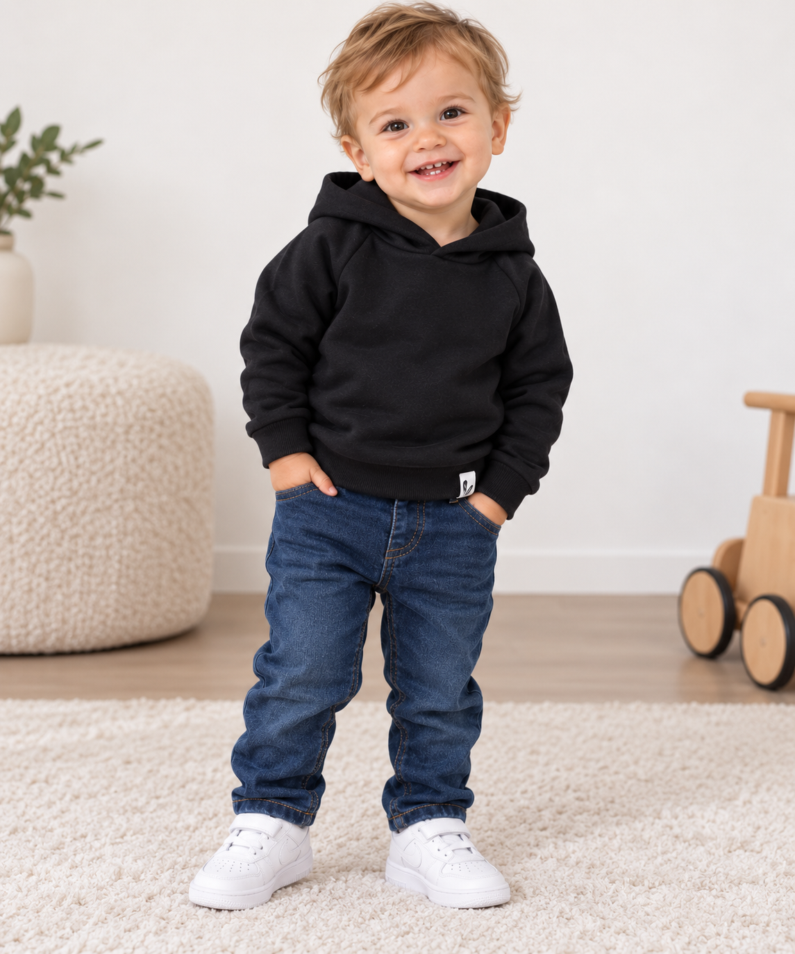Handgemaakte Baby- en Kinderhoodie – Zwart