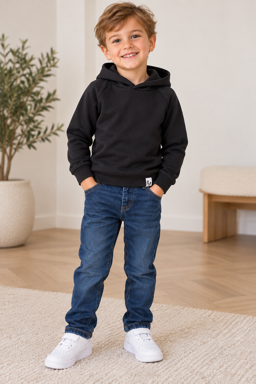 Handgemaakte Baby- en Kinderhoodie – Zwart