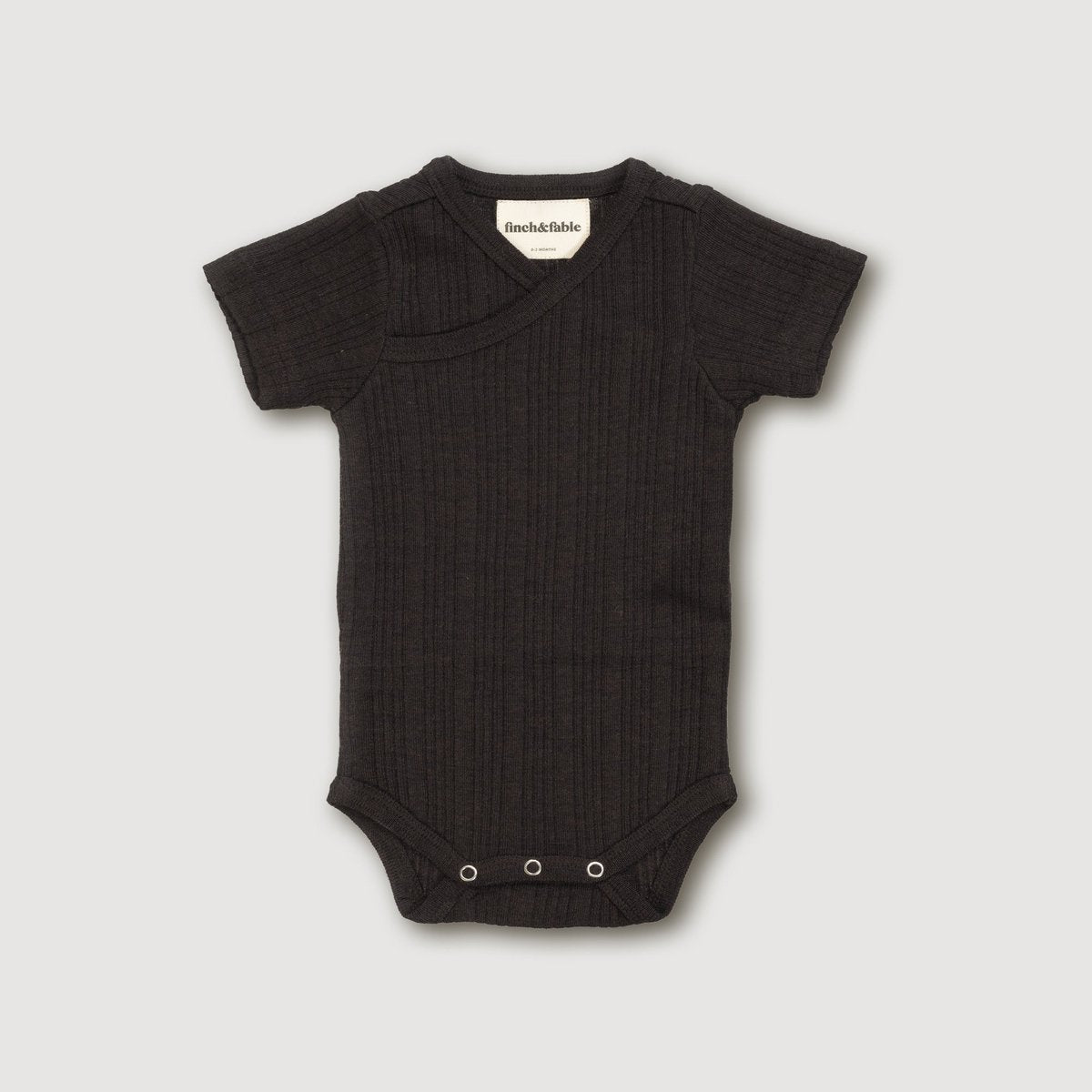 S/S bodysuit van wollen ribstof - Storm