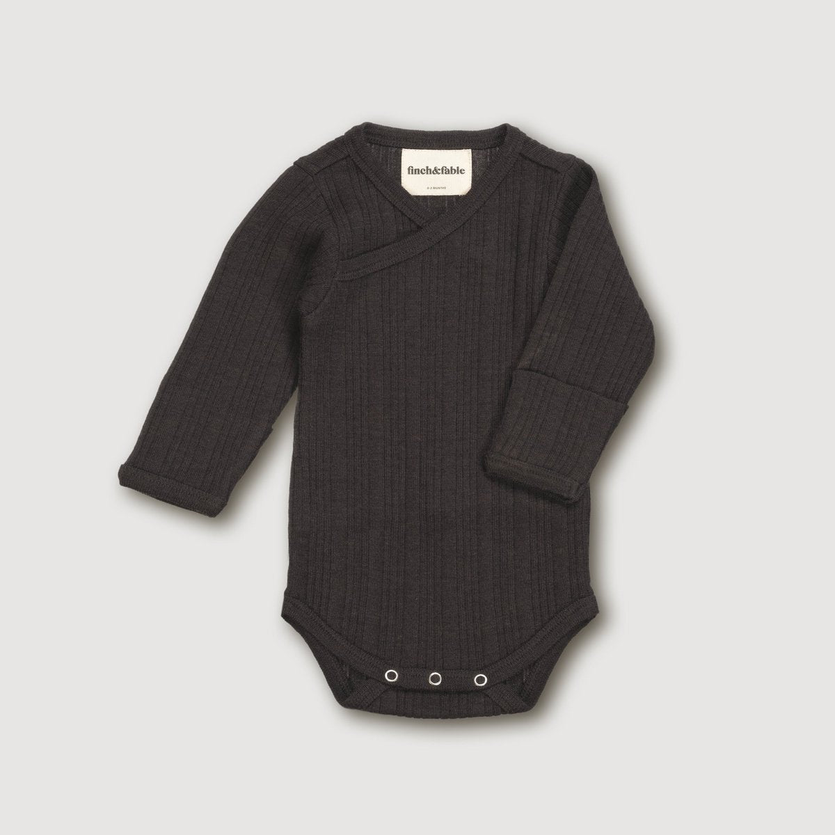L/S bodysuit van wollen ribstof - Storm