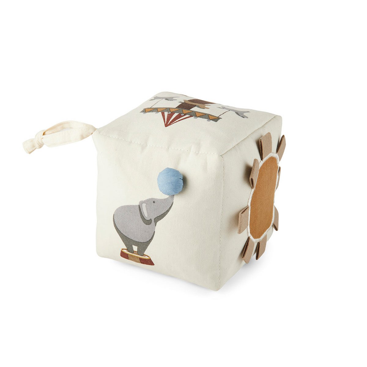 Nuuroo Jasmine stoffen activiteitenkubus Creme Circus | 12 cm