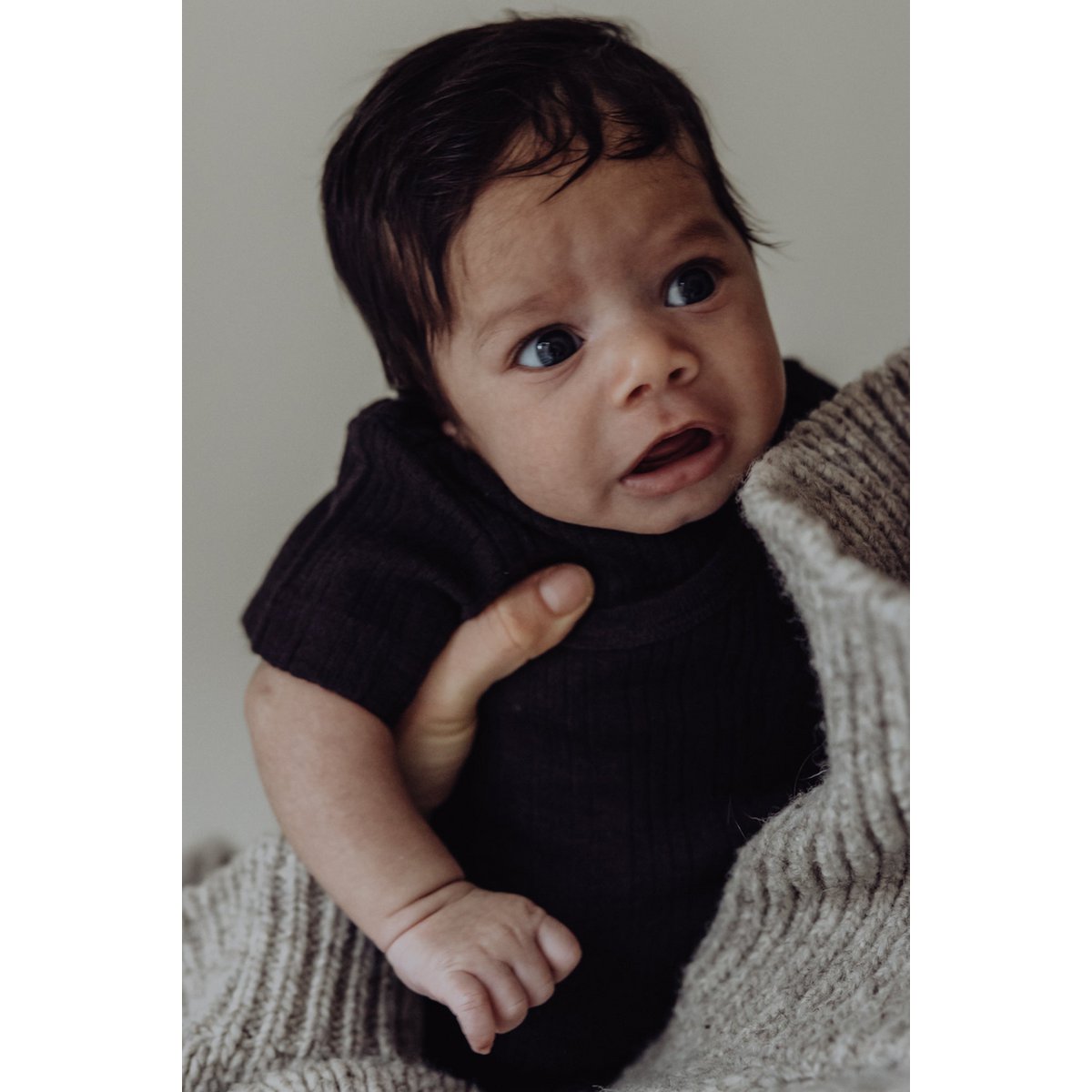 S/S bodysuit van wollen ribstof - Storm
