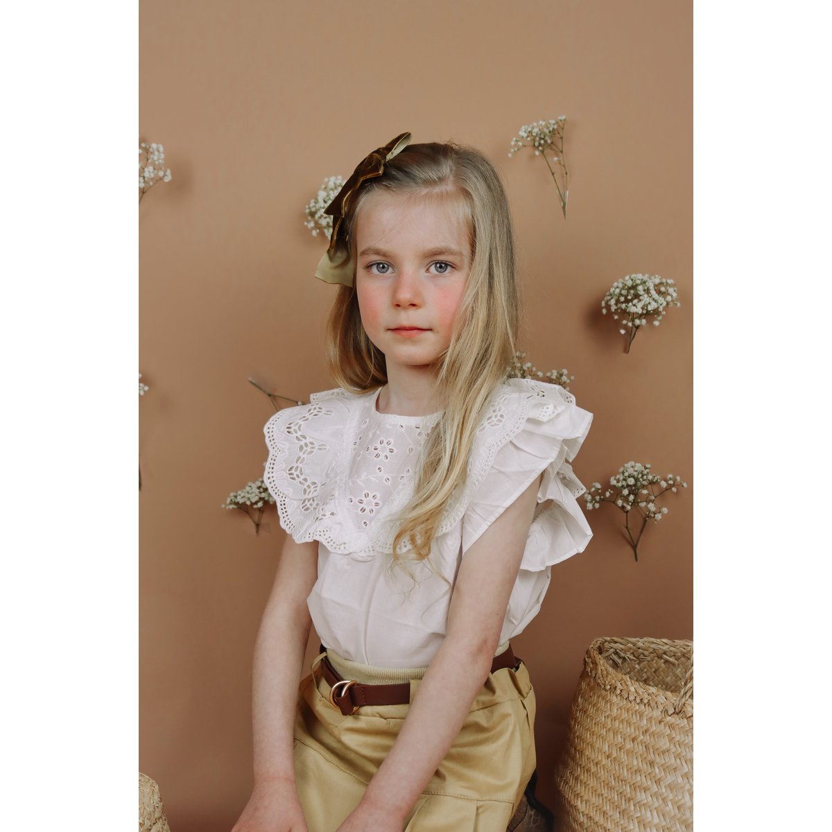 Emeline Plissé Meisjesrok met Riem – Camel