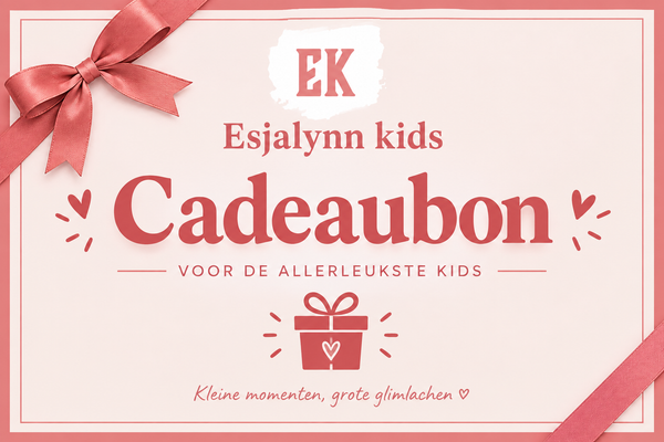 Cadeaubon van Esjalynn Kids — digitale giftcard met warme crème achtergrond